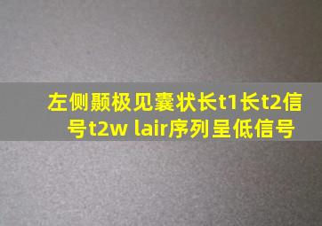 左侧颞极见囊状长t1长t2信号t2w lair序列呈低信号